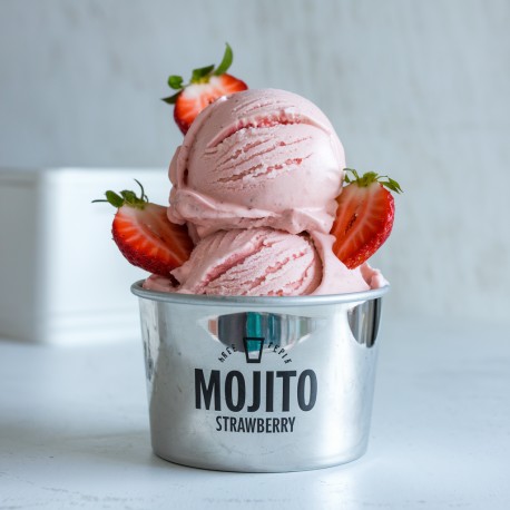 Pâte Mojito Fraise Bigatton — présentation de glace en coupe avec fraises
