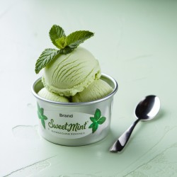 Pasta Menta N Bigatton — ice cream cup with mint leaves