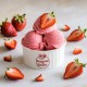 Sicilian strawberry flavouring paste Bigatton - strawberry ice cream in cup with strawberries