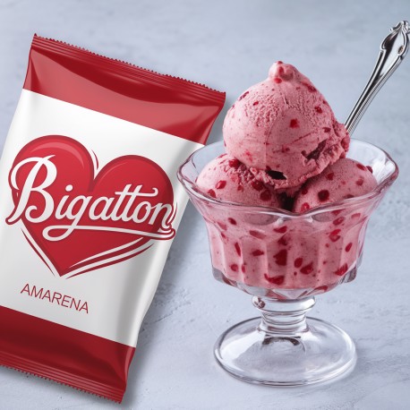 Pronto Ice Amarena Bigatton — sour cherry ice cream in a glass cup with packaging
