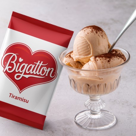 Pronto Ice Tiramisù Bigatton — gelato al tiramisù in coppetta in coppa di vetro con confezione