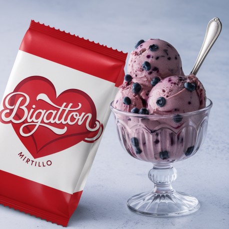 Pronto Ice Mirtillo Bigatton — helado de arándano en copa con envase