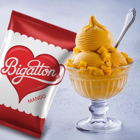 Pronto Ice Mango Bigatton — glace à la mangue en coupe en verre avec emballage