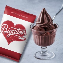 Pronto Ice Cioccolato Fondente Bigatton — Zartbitterschokoladeneis im Glasbecher mit Verpackung