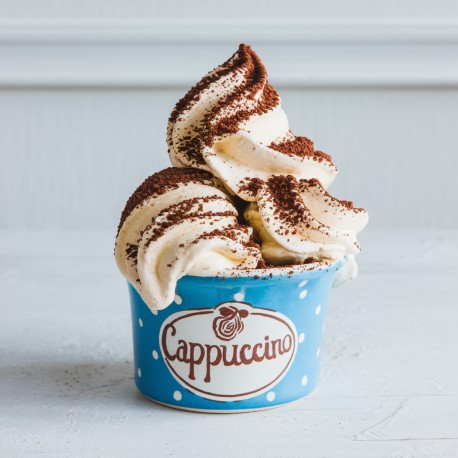 Cappuccino Aromapaste Bigatton — Eiscreme im Becher mit Kakaopulver