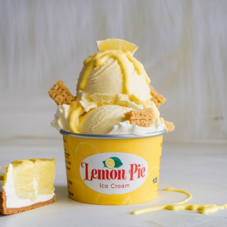 Pâte aromatisante Lemon Pie Bigatton — glace Lemon Pie en coupe avec biscuits et citron