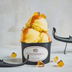 Pasta aromatizzante Crema Veneziana Bigatton — gelato in coppetta con crema e scaglie