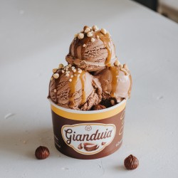 Glace gianduia réalisée avec la Pâte Bigatton – présentation en coupe artisanale