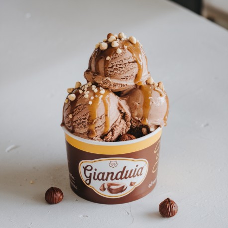 Glace gianduia réalisée avec la Pâte Bigatton – présentation en coupe artisanale