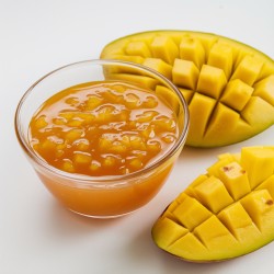 Variegato Mango Bigatton — presentazione in coppa con pezzi di mango