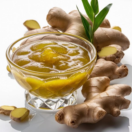 Variegato Ginger Bigatton — variegato allo zenzero in ciotola con radice di zenzero