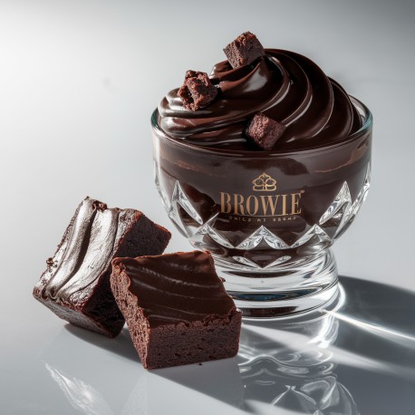 Bigatton Chocolate Filled Brownie variegate — in cup with brownie pieces