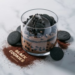 Variegato Black Cookies Bigatton — en copa con galletas