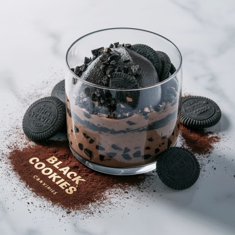 Variegato Black Cookies Bigatton — en copa con galletas