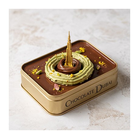 Pasta aromatizzante Dubai Cioccolato Stile 2 Bigatton — gelato montato in vaschetta con finitura decorativa