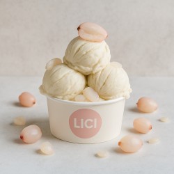 Lychee flavouring paste Bigatton - lychee ice cream in cup with lychee