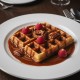 Caramel Topping 8N Bigatton — topping poured over waffle