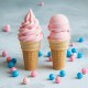 Glace rose goût bubble-gum en cornet – préparée avec Pâte Gomma Americana Rosa Bigatton