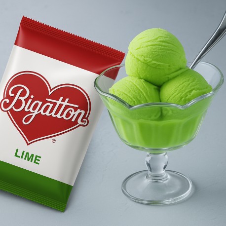 Pronto Ice Lime Bigatton — lime ice cream in a glass cup with packaging