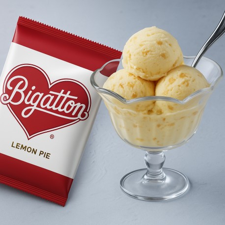 Pronto Ice Limone Bigatton — gelato al limone in coppetta in coppa di vetro con confezione