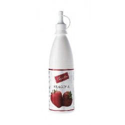 Mini Erdbeer-Topping 350 g Bigatton — Produktflasche Vorderansicht mit Dosierkappe